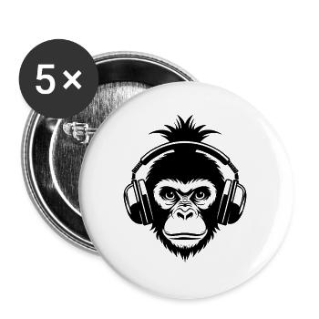 Tête de Singe Ananas Coiffure Casque DJ Groove Chemise - Lot de 5 grands badges (56 mm) - blanc - Devant