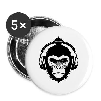 Monkey Head Bun DJ Sound Headphone Shirt - Buttons large 2.2''/56 mm (5-pack) - white - Front