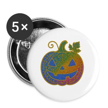 Regenbogen Kürbis Ornament - Buttons groß 56 mm (5er Pack) - Weiß - Vorne