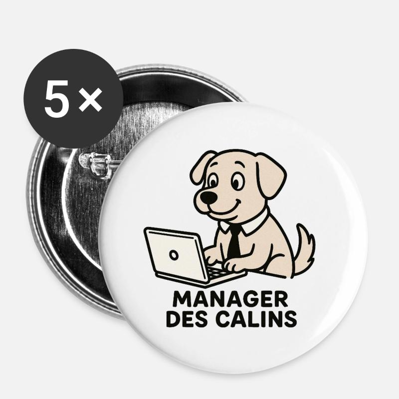 Dog Manager Cuddles - Buttons large 2.2''/56 mm (5-pack) - white