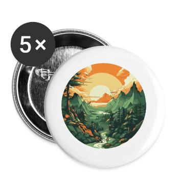 Kreisförmiger Sonnenuntergang - Buttons groß 56 mm (5er Pack) - Weiß - Vorne