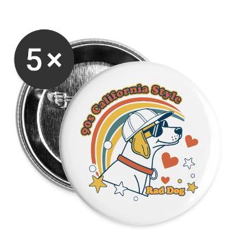 90s California Rad Dog - Buttons large 2.2''/56 mm (5-pack) - white - Front