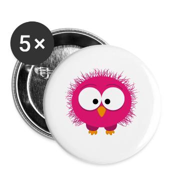 Flauschiges Pinkes Vogelchen Portrait - Buttons groß 56 mm (5er Pack) - Weiß - Vorne