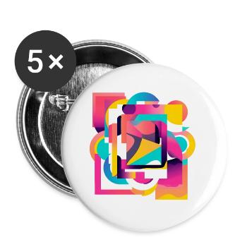 Kaleidoskopische Farbgeometrie Abstrakt - Buttons groß 56 mm (5er Pack) - Weiß - Vorne