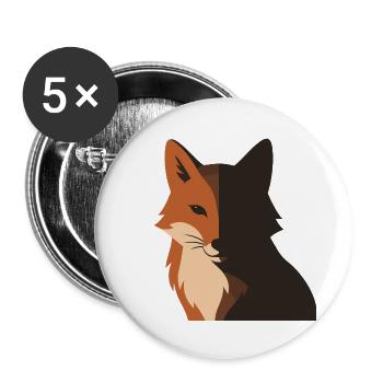 Roter Fuchs Schatten Gesicht Wald Natur Silhouette - Buttons groß 56 mm (5er Pack) - Weiß - Vorne