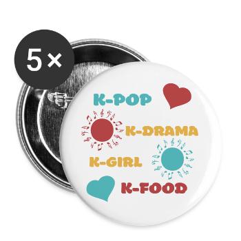 K-pop k-drama 3 custom colors - Buttons large 2.2''/56 mm (5-pack) - white - Front