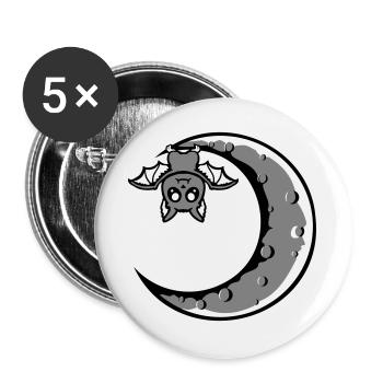 Süße Fledermaus Sichelmond hängt Halloween Nacht - Buttons groß 56 mm (5er Pack) - Weiß - Vorne
