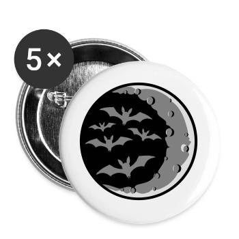 Viele Fledermäuse Silhouette cool Sichelmond Nacht - Buttons groß 56 mm (5er Pack) - Weiß - Vorne