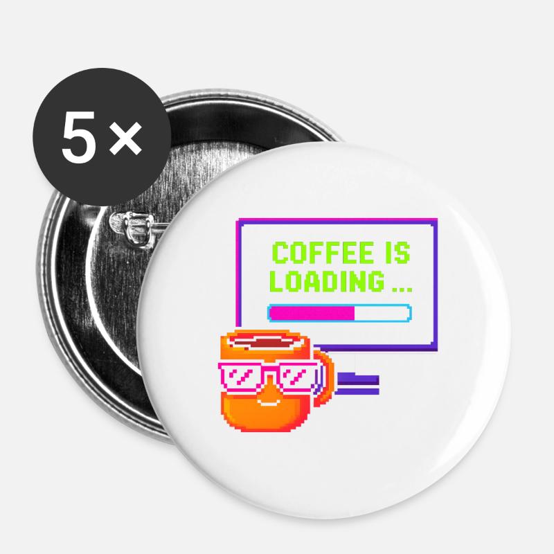Coffee is loading - Buttons large 2.2''/56 mm (5-pack) - white