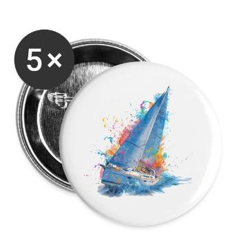 Segeltraum Farbexplosion - Buttons groß 56 mm (5er Pack) - Weiß - Vorne
