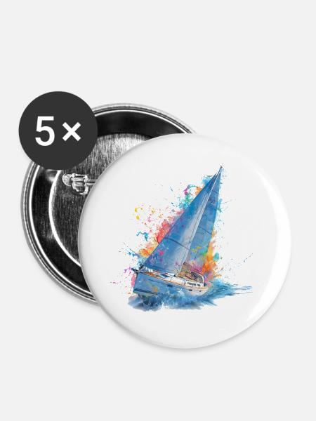 Segeltraum Farbexplosion - Buttons groß 56 mm (5er Pack) - Weiß