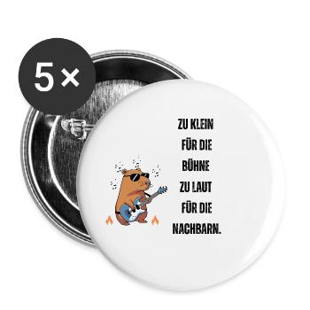 Rocker de castor avec flammes de feu - Lot de 5 grands badges (56 mm) - blanc - Devant