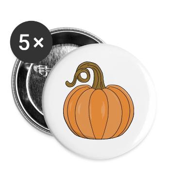 Curved Stem Pumpkin Illustration - Buttons large 2.2''/56 mm (5-pack) - white - Front