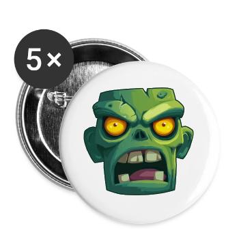Zombie für Halloween Party - Buttons groß 56 mm (5er Pack) - Weiß - Vorne