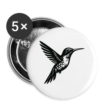 Gold Line Hummingbird Silhouette - Buttons large 2.2''/56 mm (5-pack) - white - Front