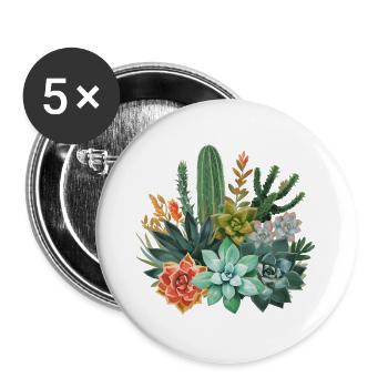 Succulents & Cacti Watercolor Composition - Buttons large 2.2''/56 mm (5-pack) - white - Front