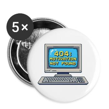 8-Bit Pixel Retro PC – 404 Motivation Not Found - Buttons groß 56 mm (5er Pack) - Weiß - Vorne