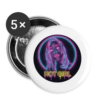 Neon Hot Girl - Buttons groß 56 mm (5er Pack) - Weiß - Vorne