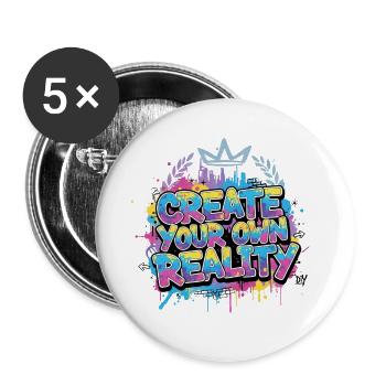 Graffiti Dream Big - Street Art T-Shirt - Buttons large 2.2''/56 mm (5-pack) - white - Front