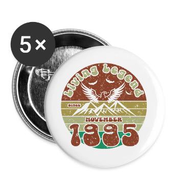 30. Geburtstag Living Legend since VIN 11/1995 - Buttons groß 56 mm (5er Pack) - Weiß - Vorne