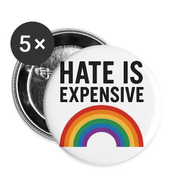 Hate Is Expensive Rainbow - Buttons groß 56 mm (5er Pack) - Weiß - Vorne