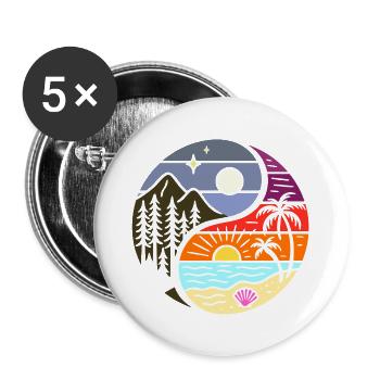 Yin Yang nature love - Buttons large 2.2''/56 mm (5-pack) - white - Front