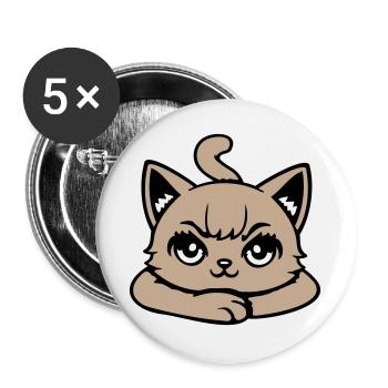 Chat, Sinistre, En Colère, Œil, Croisé, Pattes, Vilain - Lot de 5 grands badges (56 mm) - blanc - Devant