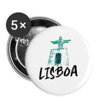 Christ-Roi à Lisbonne illustration bleue - Lot de 5 grands badges (56 mm) - blanc - Devant