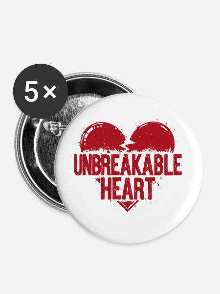 Unbreakable Heart Statement - Buttons groß 56 mm (5er Pack) - Weiß