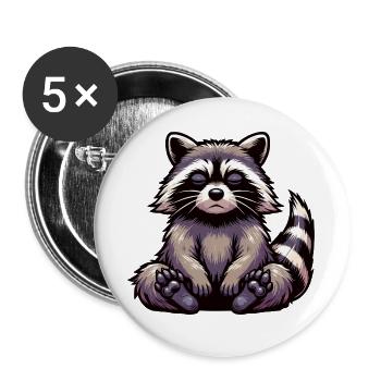 raton laveur, raton laveur, animal des bois, drôle de raton laveur - Lot de 5 grands badges (56 mm) - blanc - Devant