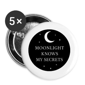 Moonlight Knows My Secrets Mystisches Mond - Buttons groß 56 mm (5er Pack) - Weiß - Vorne