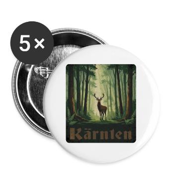 Kärnten Hirsch im Wald - Buttons groß 56 mm (5er Pack) - Weiß - Vorne