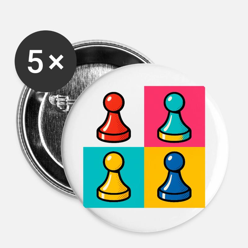 PopArt Four-Color Game Piece - Buttons large 2.2''/56 mm (5-pack) - white