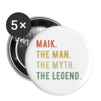 Michael Maik Vorname Kurzform Man Myth Legend - Buttons groß 56 mm (5er Pack) - Weiß - Vorne