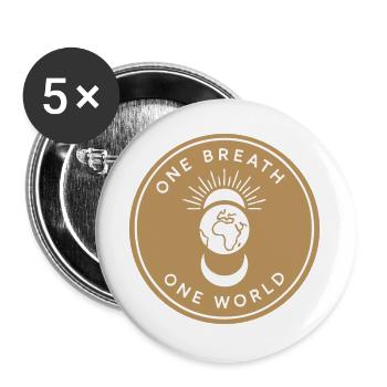 Une respiration, un monde – Pleine conscience et équilibre - Lot de 5 grands badges (56 mm) - blanc - Devant