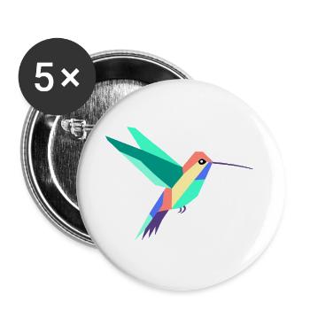 Bunte geometrische Kolibri-Kunst - Buttons groß 56 mm (5er Pack) - Weiß - Vorne