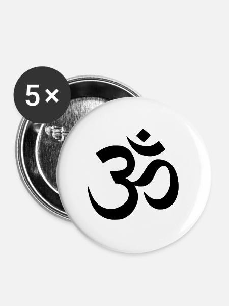 Om-Symbol - Buttons groß 56 mm (5er Pack) - Weiß