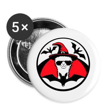 Llama Halloween Witch Hat Bat Cool Alpaca Cute - Buttons large 2.2''/56 mm (5-pack) - white - Front