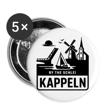 Kappeln Schlei SH Schleswig Holstein Silhouette - Buttons groß 56 mm (5er Pack) - Weiß - Vorne