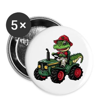 Alligator Traktor Farmer - Buttons groß 56 mm (5er Pack) - Weiß - Vorne