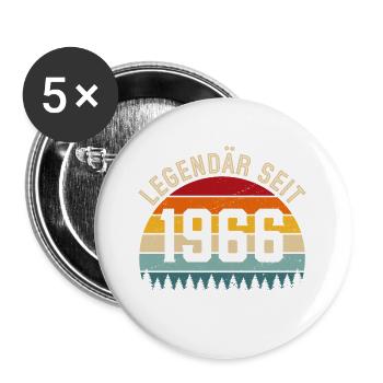 Legendär seit 1966 – Jahrgang 1966 - Buttons groß 56 mm (5er Pack) - Weiß - Vorne