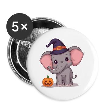 Cute Baby Elephant Witch Pumpkin Halloween - Buttons large 2.2''/56 mm (5-pack) - white - Front