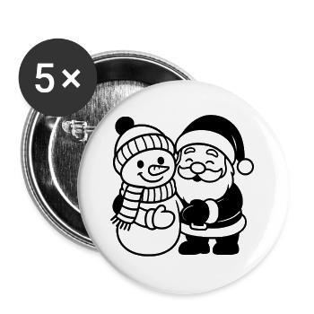 Design de Noël avec le Père Noël et le bonhomme de neige - Lot de 5 grands badges (56 mm) - blanc - Devant