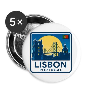 Lisbon Skyline at Sunset - Buttons large 2.2''/56 mm (5-pack) - white - Front
