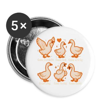 Funny Goose Cartoon – Joke Pun Humor Storytelling - Buttons large 2.2''/56 mm (5-pack) - white - Front