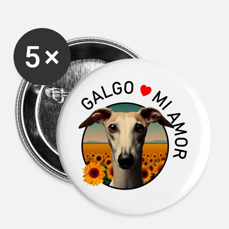 Hund im Sonnenblumenfeld - Buttons groß 56 mm (5er Pack) - Weiß