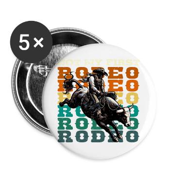 Pas mon premier rodeo vintage cowboy - Lot de 5 grands badges (56 mm) - blanc - Devant