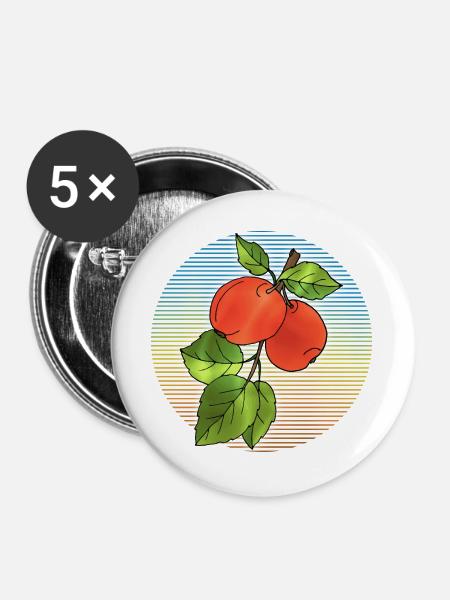 Äpfel - Buttons groß 56 mm (5er Pack) - Weiß