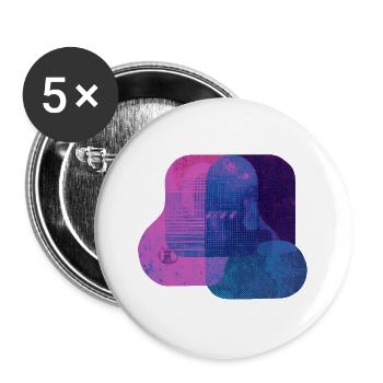 Abstract Tech Layers — Blue & Pink Digital Art - Buttons large 2.2''/56 mm (5-pack) - white - Front