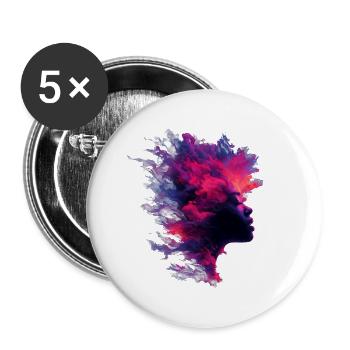 Fiery_Nebula_Woman_Profile_Silhouette - Lot de 5 grands badges (56 mm) - blanc - Devant